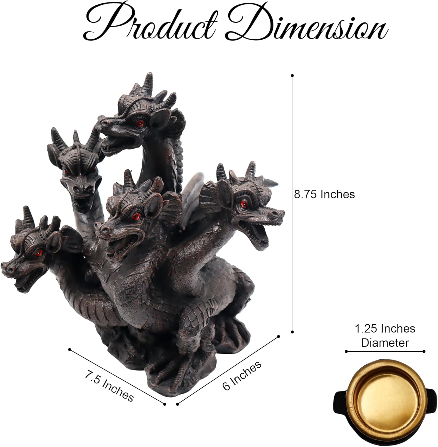 Hosley Resin Dragon Décor Statue Incense Cone Burner 8.5 Inch High, Ideal for Aromatherapy and Fantasy Décor Discover Mystical Elegance, Home Décor, Office, Spa