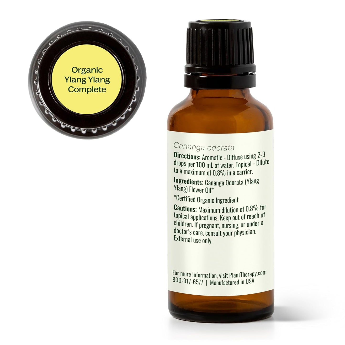 Plant Therapy Organic Ylang Ylang Complete Essential Oil 30 mL (1 oz), 100% Pure, USDA Certified Organic, Undiluted, Sensual Aromatherapy and Natural Skin Care