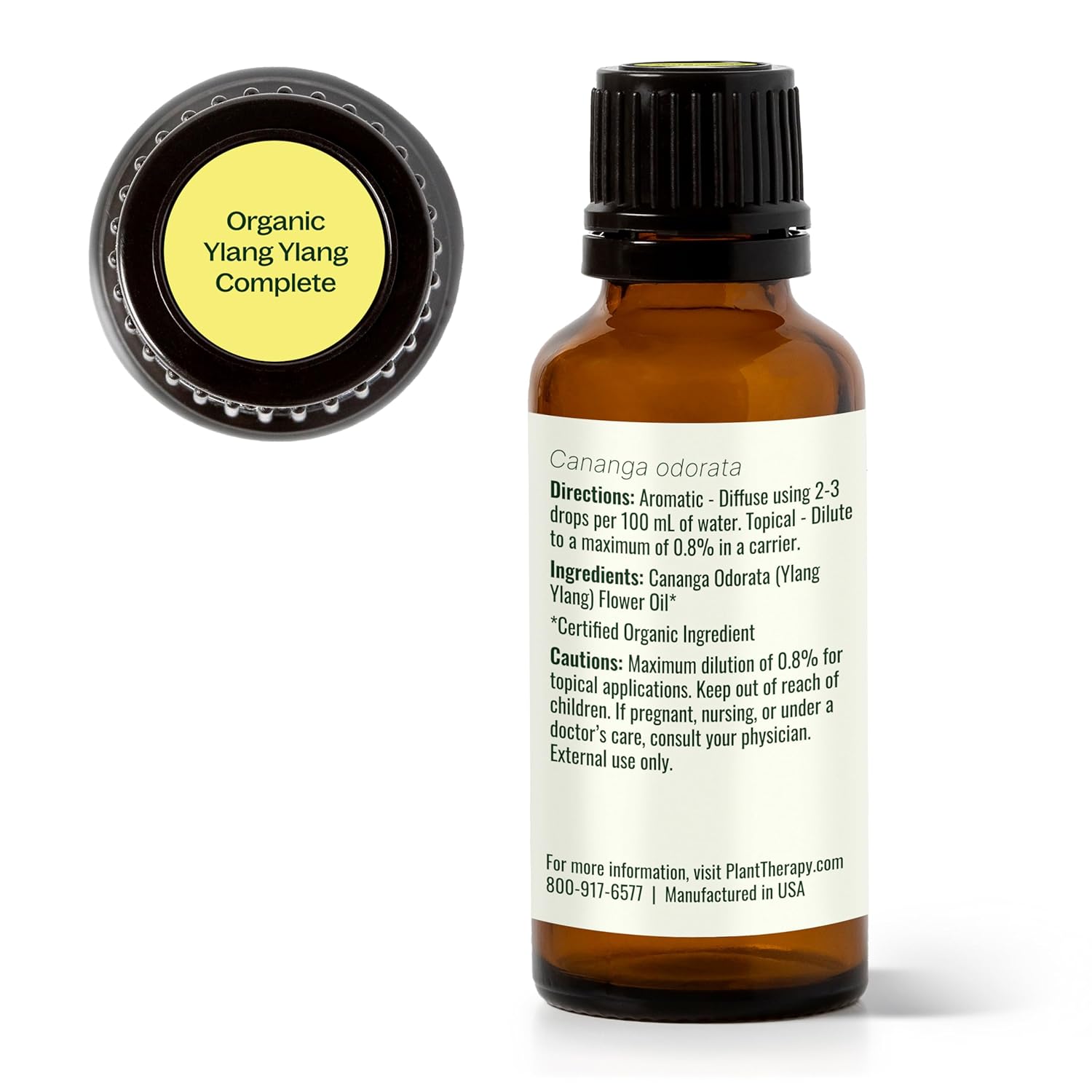 Plant Therapy Organic Ylang Ylang Complete Essential Oil 30 mL (1 oz), 100% Pure, USDA Certified Organic, Undiluted, Sensual Aromatherapy and Natural Skin Care