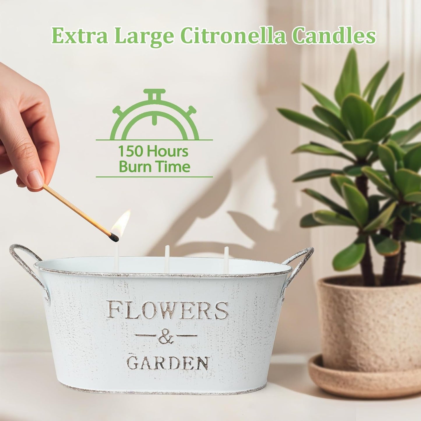 Citronella Candles Outdoor, 30oz Large Citronella Candles for Patio Yard Home, 3-Wick Natural Soy Wax Lemongrass Scented Candle, 150 Hours Long Lasting Burning Candle for Garden Balcony Camping