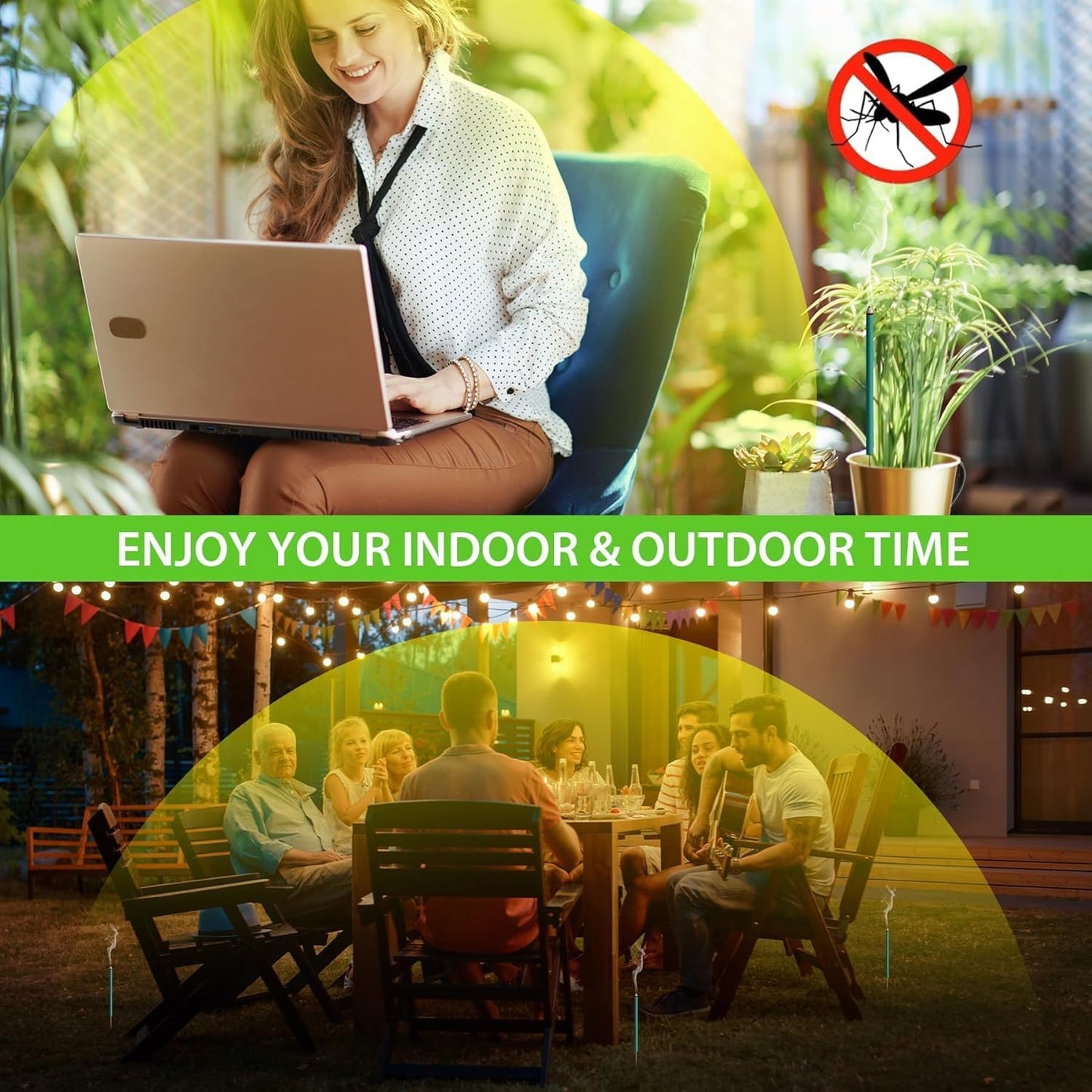 BugBai® Mosquito Repellent Incense Sticks 180 PCS, Citronella Oil DEET-Free Mosquito Repellent for Outdoor Patio Backyard Garden, Natural Plant-Based Bug Repellent for Camping Fishing