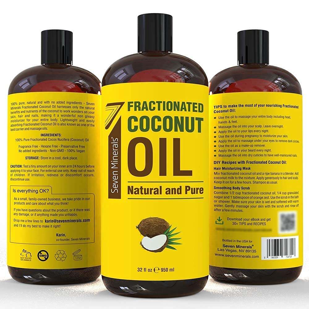 Seven Minerals Pure Fractionated Coconut Oil & Pure Grapeseed Oil