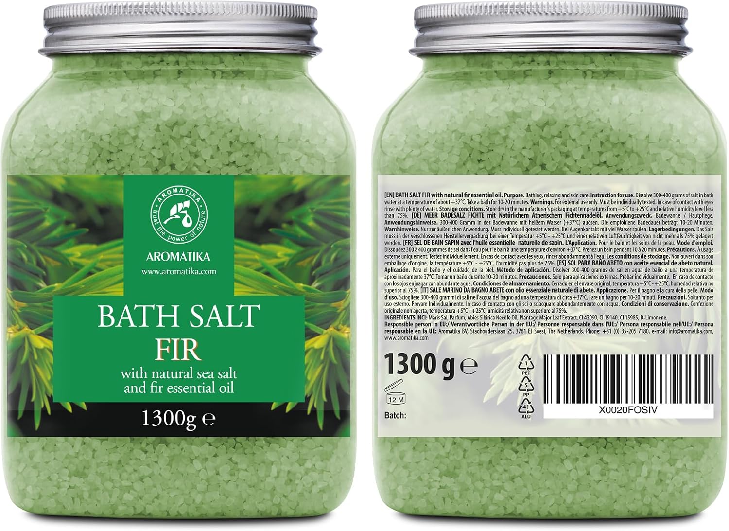 Fir Bath Salt with Natural Fir Essential Oil 46 Ounces - Natural Bath Sea Salt - Coniferous Salts - Best for Bath - Relaxing - Body Care - Beauty - Aromatherapy