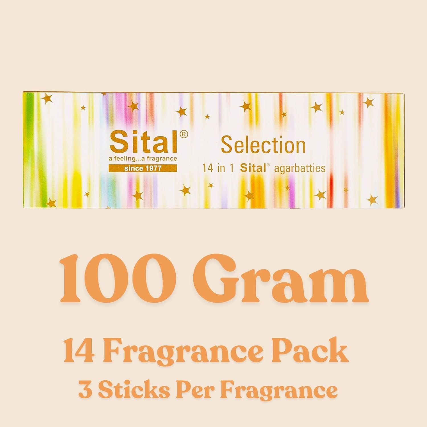 Premium Incense Sticks for Cleansing House, Relaxation, Stress Relief, Meditation & Positivity with 1 Assorted Wooden Incense Stick Holder - 14 Fragrances, 100g, 3 Sticks Per Fragrance, Hashcart®