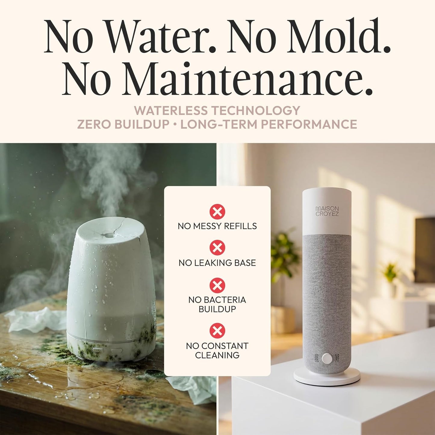 Waterless Essential Oil Diffuser (120ml Bottle) – Nebulizing Aroma Diffuser, 3 Intensity Levels, 1/3/6H Timer + Auto Mode, Warm Ambient Light, Up to 600 sqft