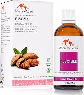 Mommy Care Perineal Massage Oil Labor Preparation, Flexible Perineal Massage Oil, Sweet Almond Oil for Pregnancy and Postpartum Recovery 100ml/3.38 fl.oz Organic All Natural