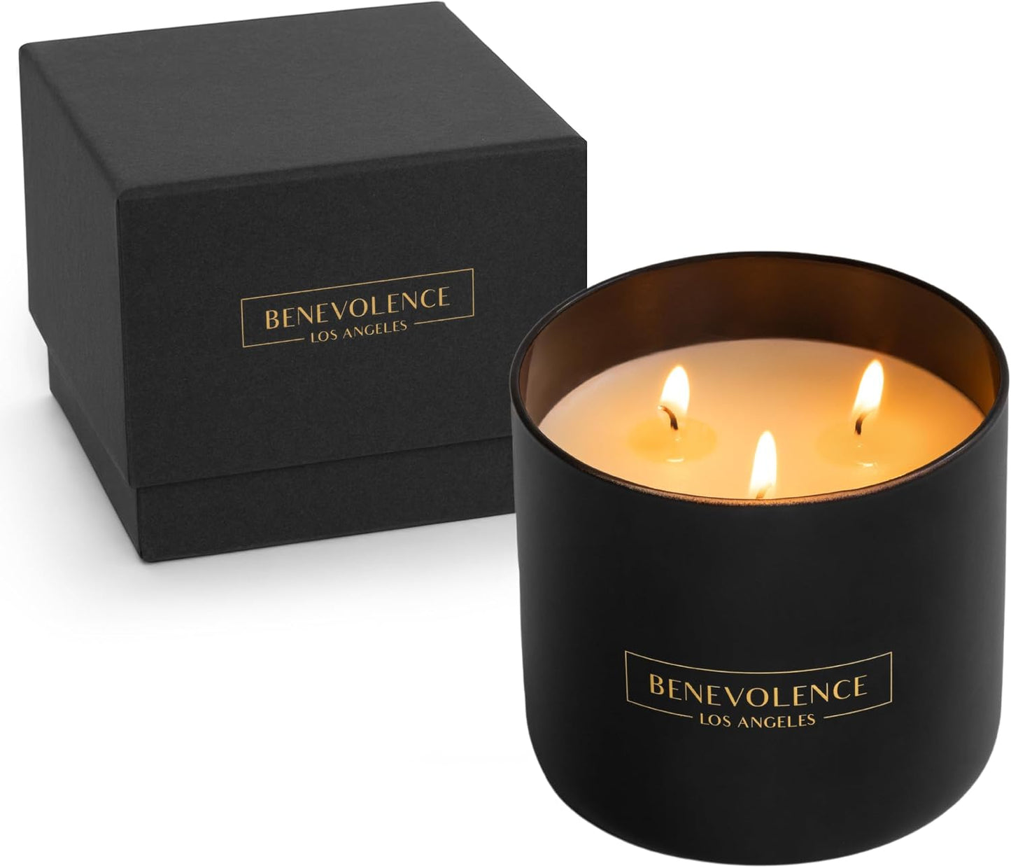 Benevolence LA Premium Bergamot & Jasmine Large 3-Wick Scented Candle – 45-Hour Burn – Luxury Natural Soy Candle for Home – Aromatherapy & Room Decor – 14.5oz