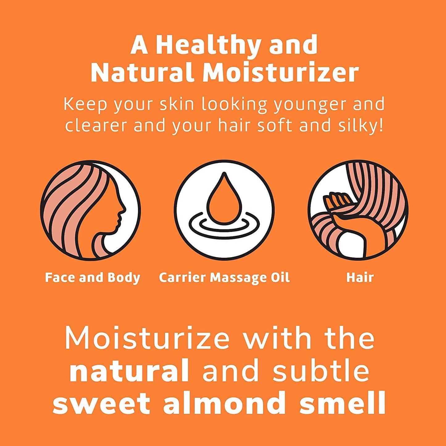 De La Cruz Sweet Almond Oil - Expeller Pressed Almond Oil for Skin and Hair 8 FL. OZ. (236 mL)