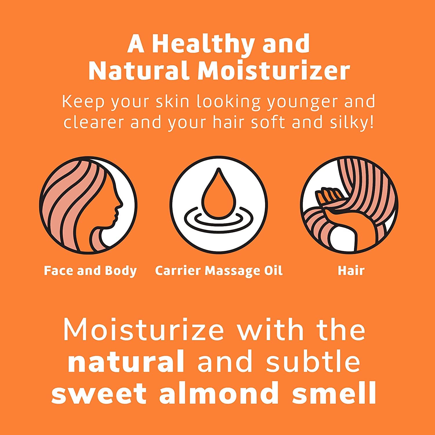 De La Cruz Sweet Almond Oil - Expeller Pressed Almond Oil for Skin and Hair 8 FL. OZ. (236 mL)