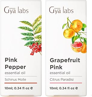 Pink Pepper Essential Oil for Skin & Grapefruit Essential Oil for Diffuser Set - Aromatherapy Grade Essential Oils Set - 2x0.34 fl oz - Gya Labs