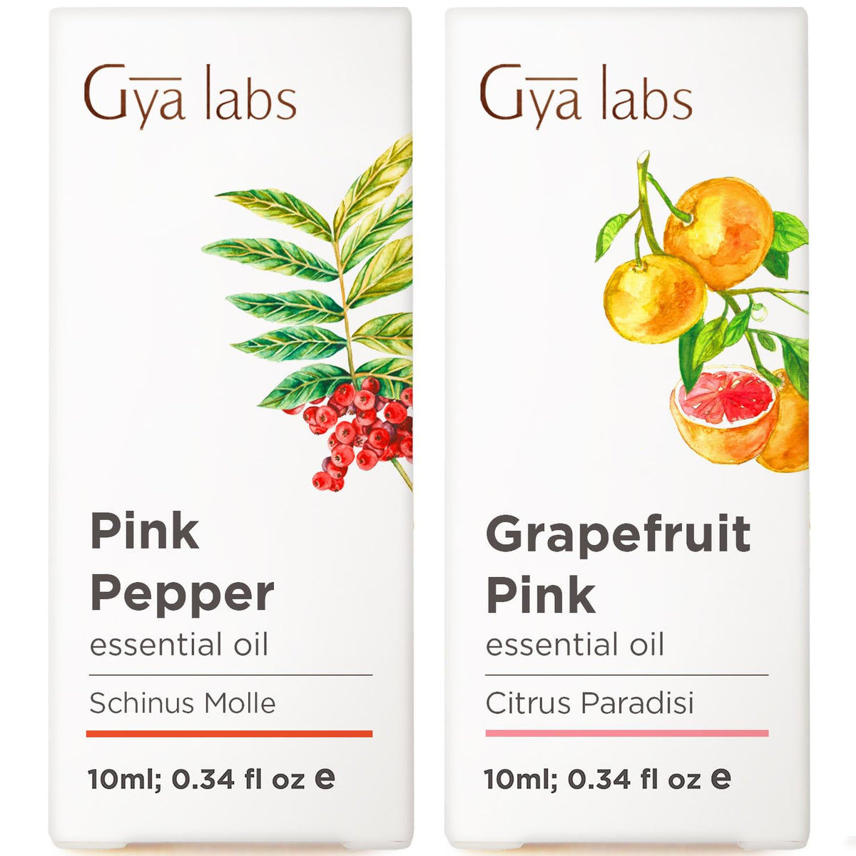 Pink Pepper Essential Oil for Skin & Grapefruit Essential Oil for Diffuser Set - Aromatherapy Grade Essential Oils Set