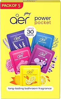AER Power Pocket Air Freshener for the Entire Home with Long Lasting Scent, Assorted, Pack of 5