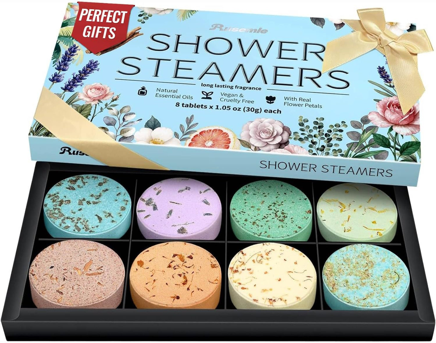 Shower Steamers Aromatherapy Birthday Gifts for Women - 8 Pcs Mothers Day Gifts for Mom Wife Daughter Grandma, Self Care with Natural Essential Oils Relaxation Home Spa Gift Set (Blue)