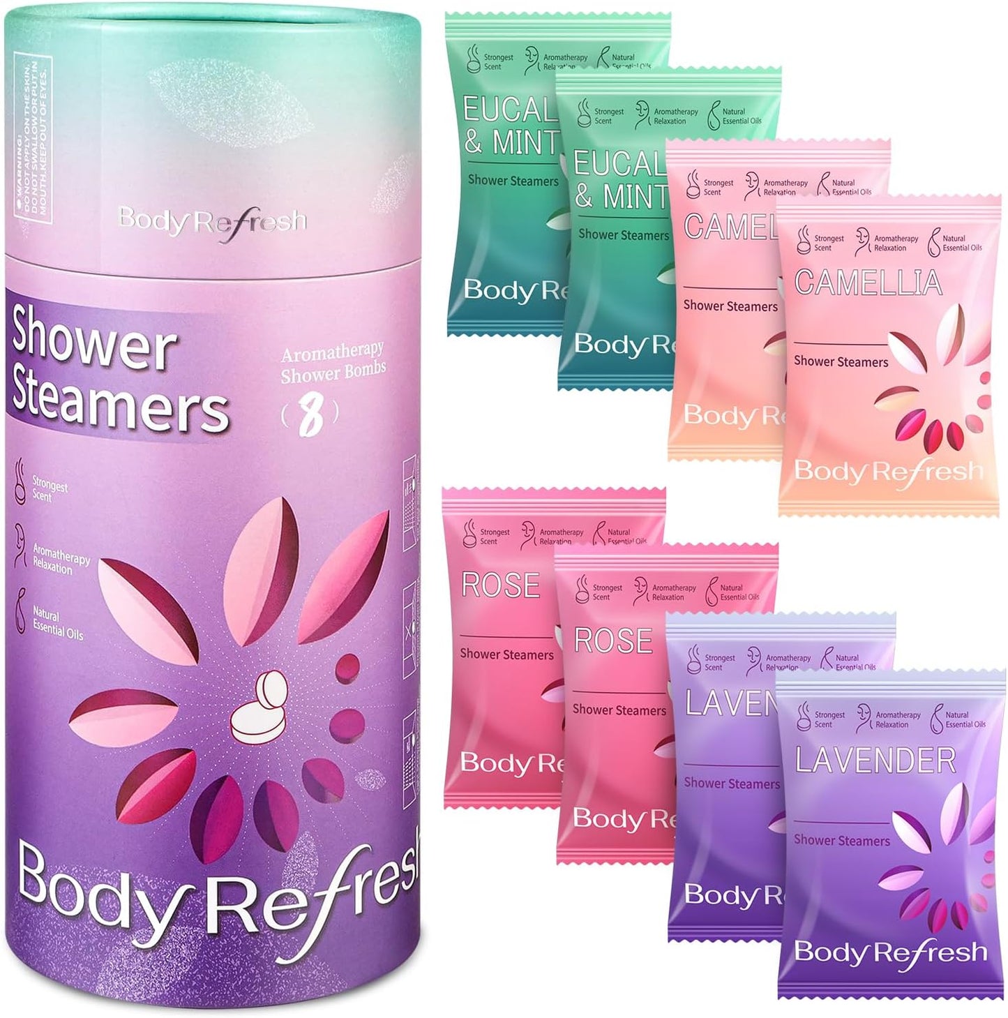 BodyRefresh Shower Steamers Aromatherapy 8 Pack - Birthday Gifts for Women, Mothers Day Gifts for Mom Wife from Daughter, Shower Bombs for Stress Relief, Spa Gifts for Women