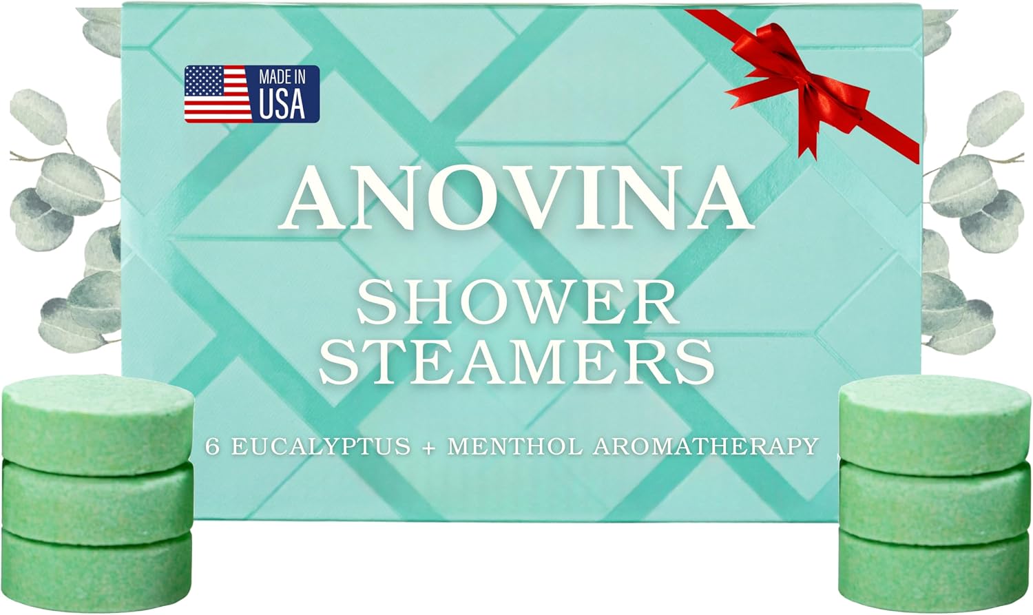 Anovina Eucalyptus & Menthol Shower Steamers – Aromatherapy Shower Tablets with Soothing Vapors – Made in USA – Shower Bomb Gift Set for Men & Women