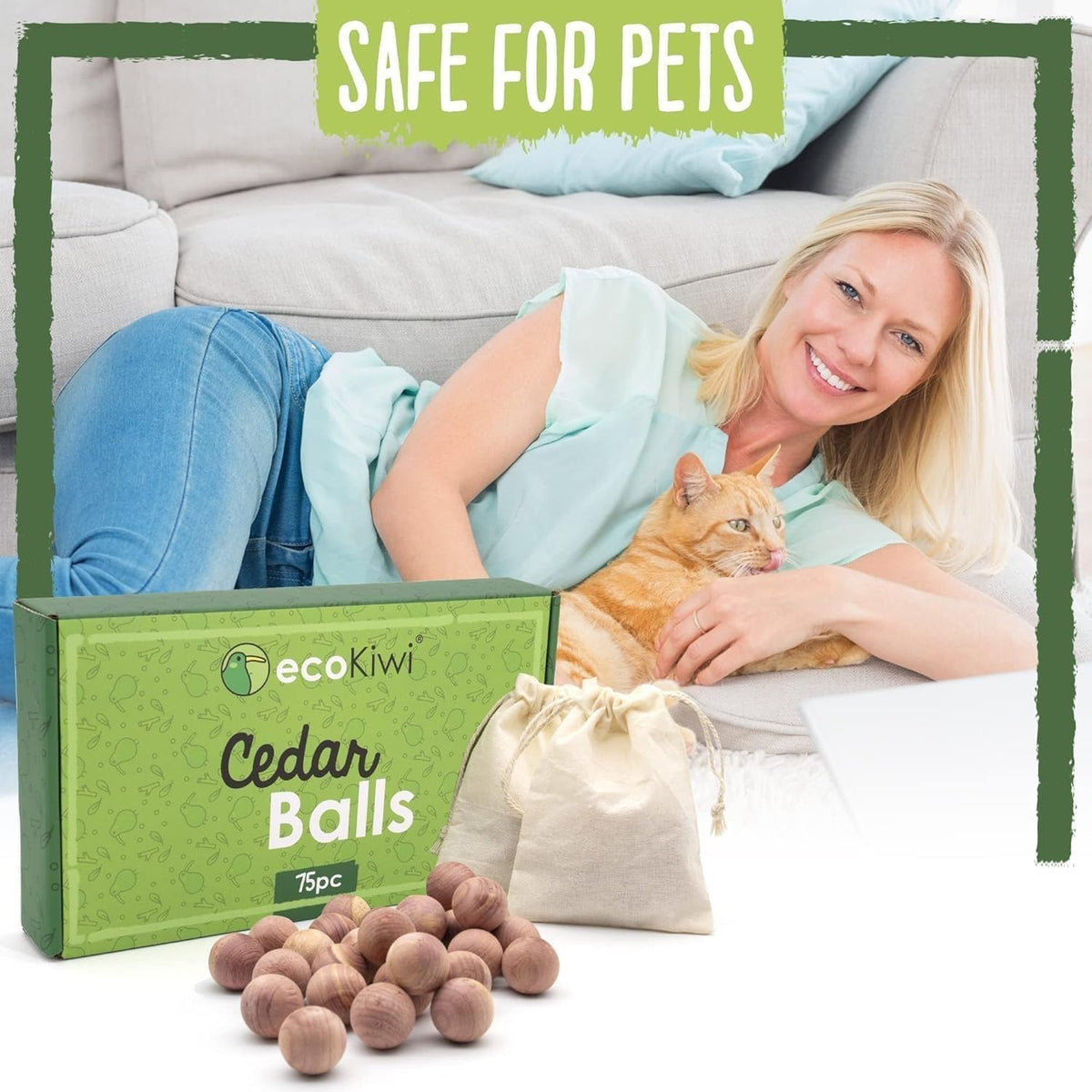 ecoKiwi Cedar Balls for Clothes Storage - 75 Pack Cedar Wood for Closest