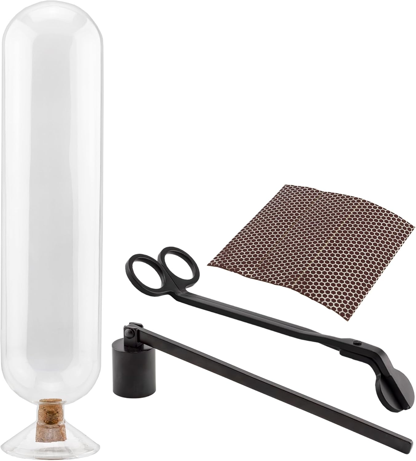AuldHome Design Fireplace Matches Cloche Set; Jar, Striker w/Wick Trimmer and Snuffer