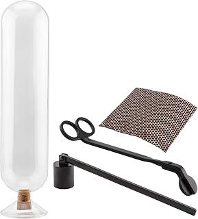 AuldHome Design Fireplace Matches Cloche Set; Jar, Striker w/Wick Trimmer and Snuffer