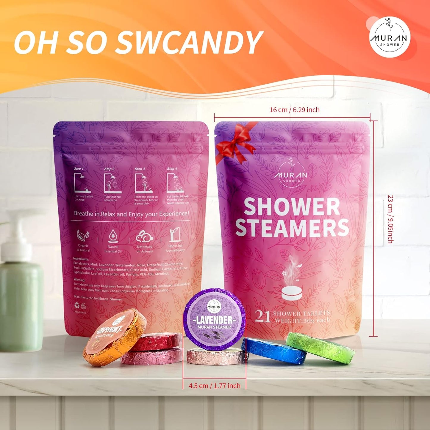 Shower Steamers Aromatherapy 21-Pack Shower Bombs Birthday Day Gifts for Him Mom Wife Her, Eucalyptus Rose Lavender Mint Essential Oil, Bath Bombs CNA Week Mothers Birthday Gifts for Women,Mom Teens