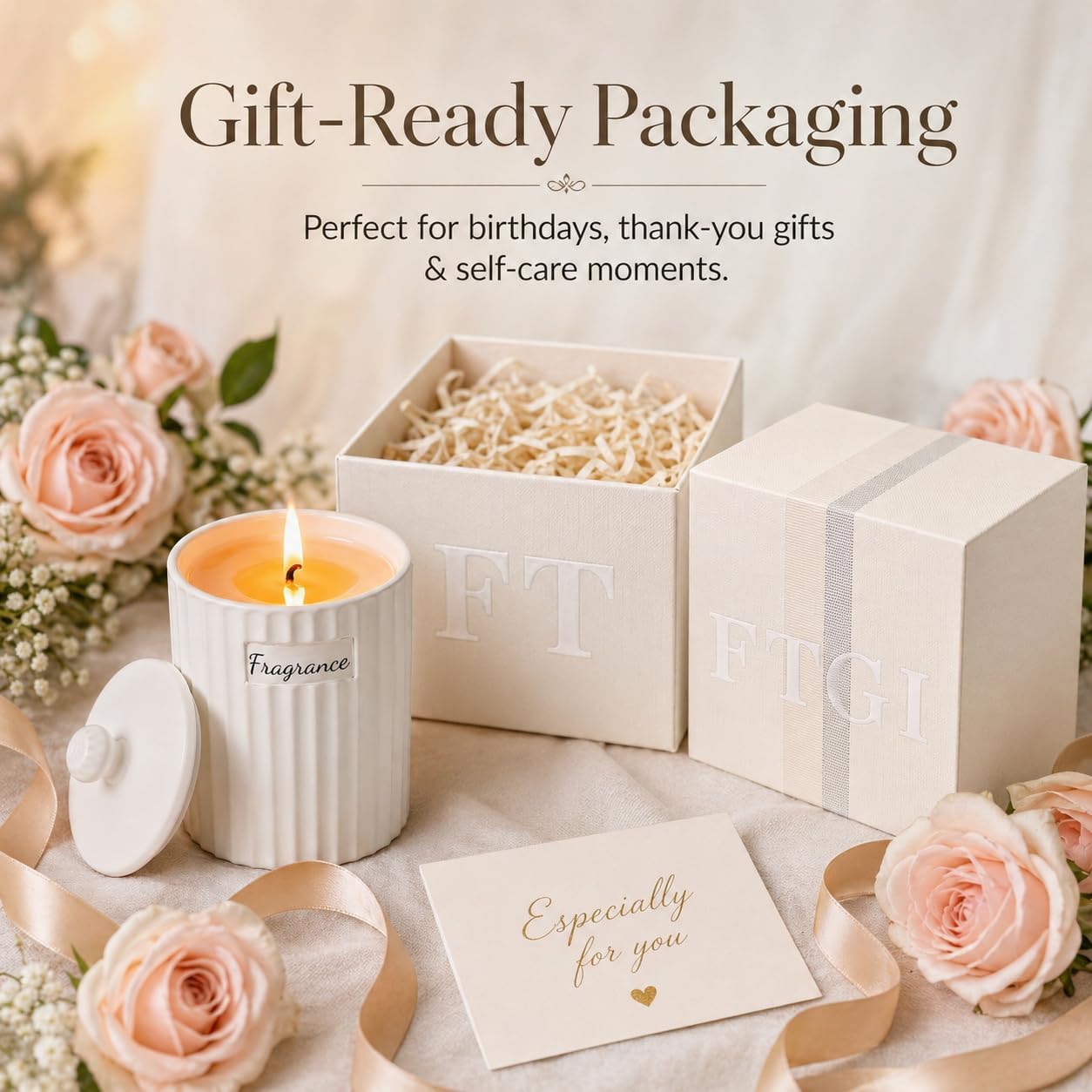 Viyffo 6.35oz Small Scented Candle – Sandalwood & Rose, Non Toxic Soy Candle for Women and Men, White Matte Ceramic Jar with Lid, Luxury Home Fragrance, Nordic Décor & Gift
