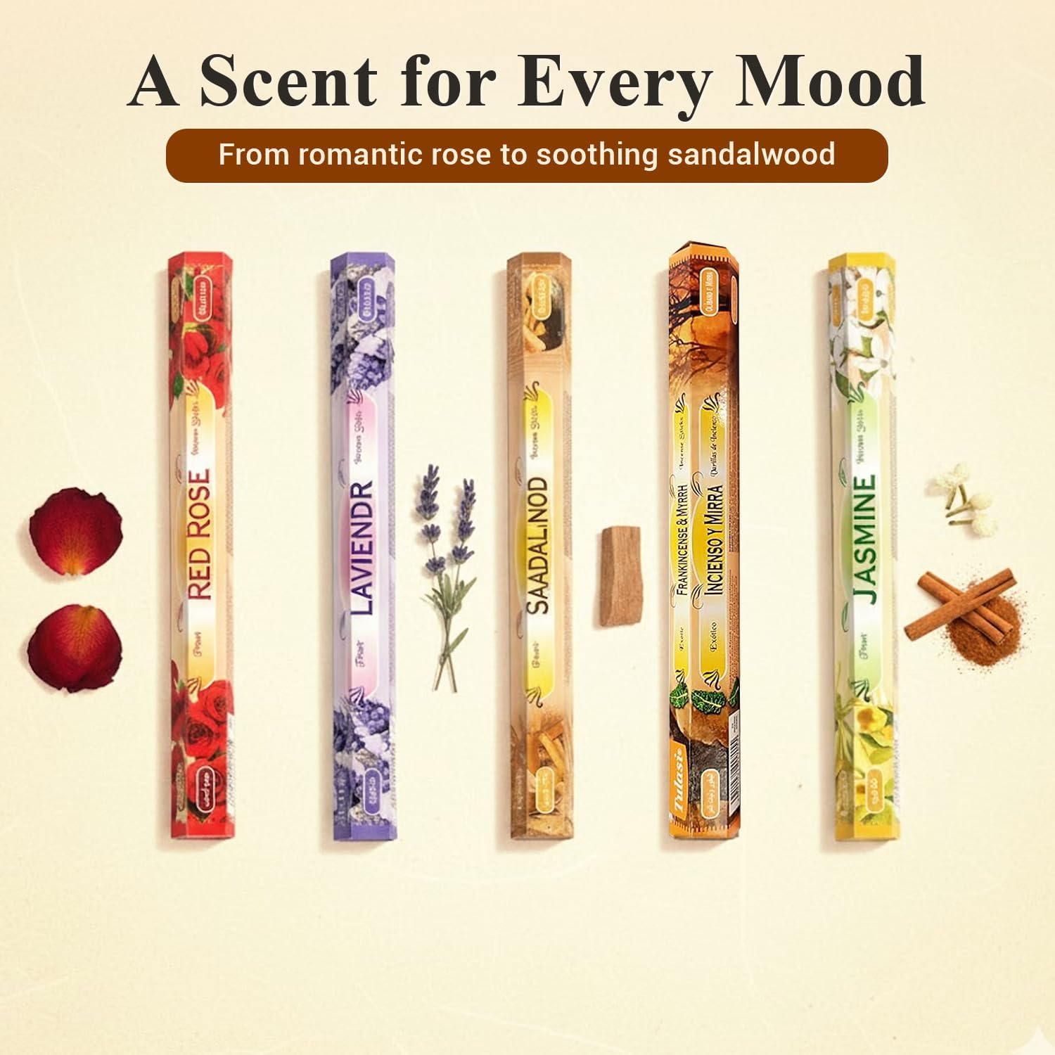 Tulasi Incense Sticks Pack of 12 Natural Scent (240 Sticks) Variety Fragrance of Coconut, White Sage, Red Rose, Palo Santo Lavender & Cinnamon etc, Ideal for Meditation & Positive Vibes
