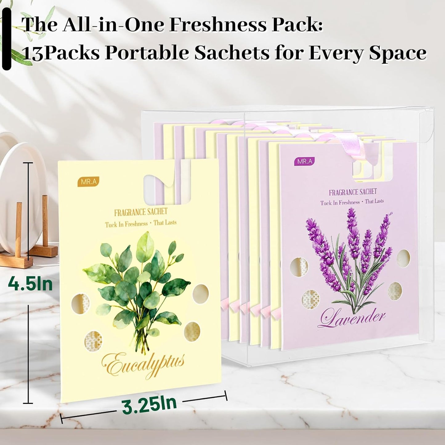 13Packs Lavender Eucalyptus Scented Sachet Bags, Fragrance Sachet Bags for Drawers and Closets, Air Fresheners for Car and Home, Closet Deodorizer Scented Drawer Fresheners for Dresser