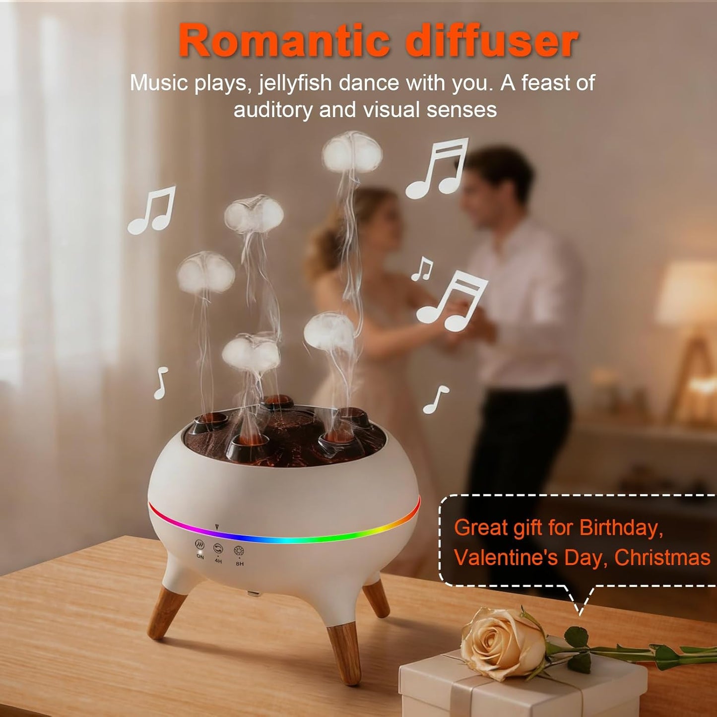 Essential Oil Diffuser 250ML,Jellyfish Diffuser Air Humidifiers Sound Pickup Ultrasonic Aromatherapy Diffuser Remote Control 7 Color Lights for Home Bedroom Office Hotel