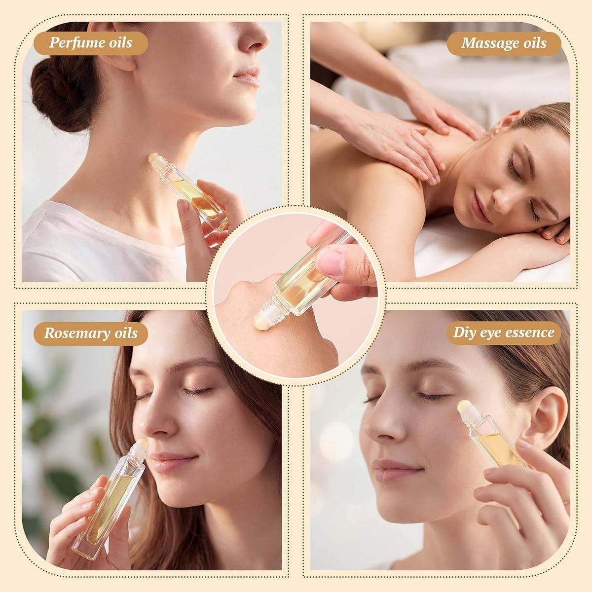 Domensi 30 Pack 10ml Citrine Crystal Roller Bottles for Essential Oils