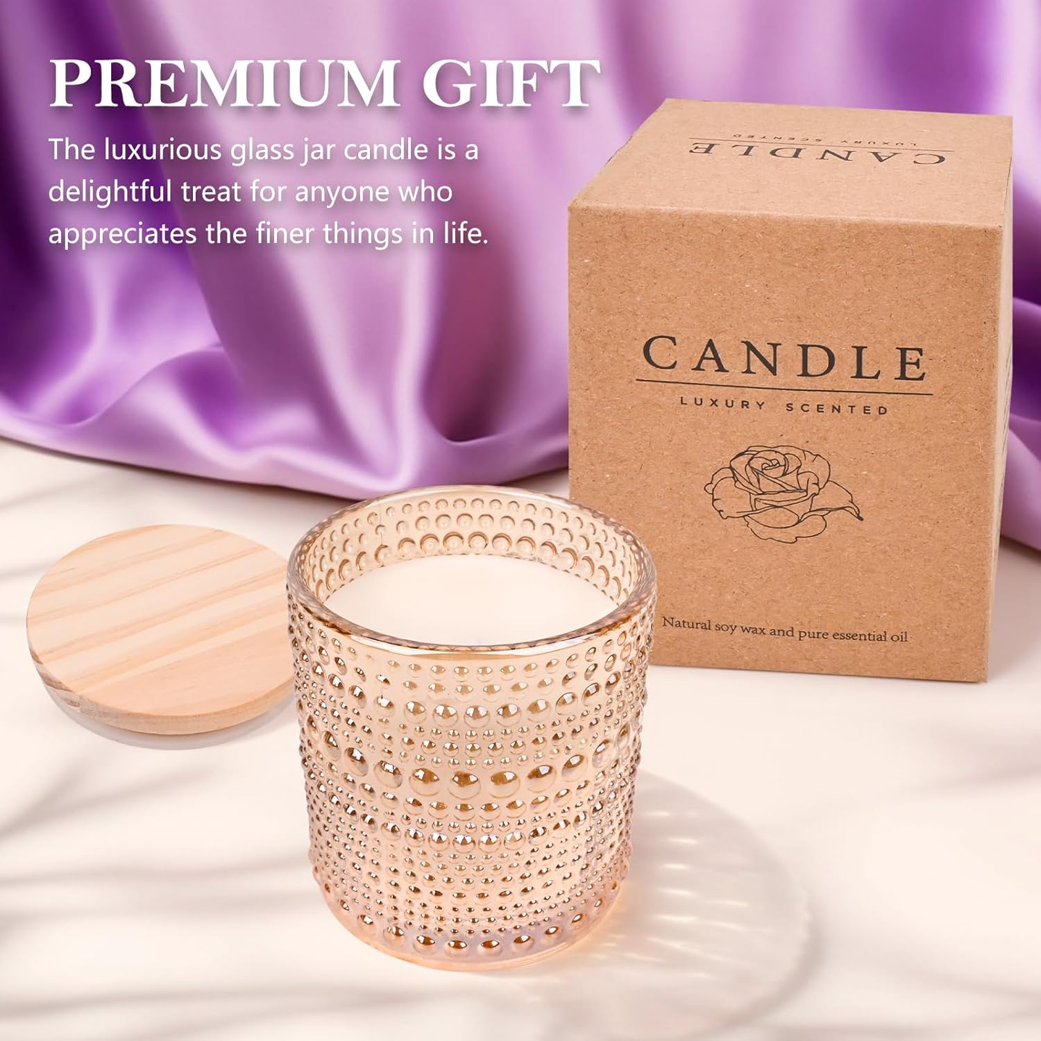 Sandalwood & Rose Candle, Candles for Home Scented, Luxury Jar Candles for Women, Rose Scented Candle, Candles Gifts for Women, Natural Soy Wax, 6 oz 40 Hours