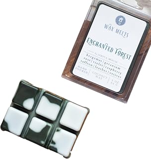 Enchanted Forest Wax Melts | Black Violet Saffron Amber Floral Blend Scent Clamshell Pack of 6 Cubes | Dark Green White 3 oz | Valentines Day Gift