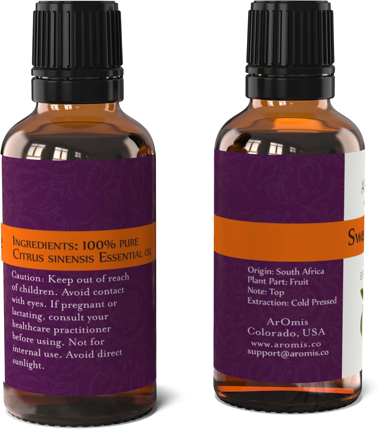 ArOmis Organic Sweet Orange Essential Oil - 100% Pure Therapeutic Grade - 10ml, Undiluted, Premium, Oils Perfect for Aromatherapy 0.34 fl oz