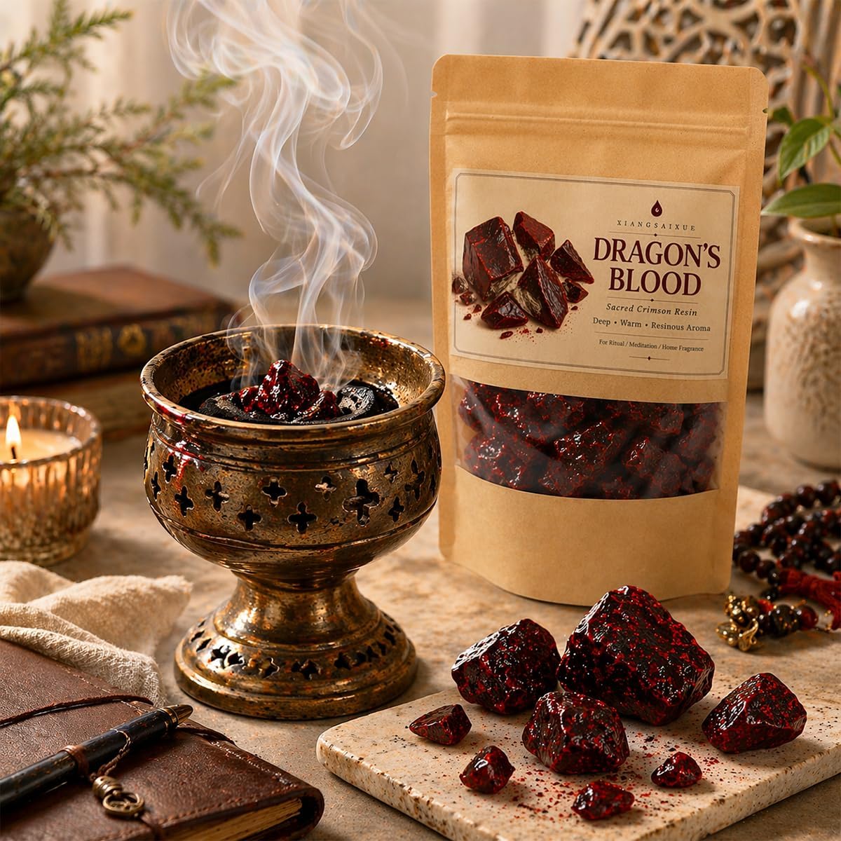 Dragon’s Blood Resin, Premium Natural Resin Incense for Meditation, Aromatherapy, Spiritual Rituals & Home Fragrance, Rich Crimson Resin (30g / 120g) (Dragon's Blood 30g)
