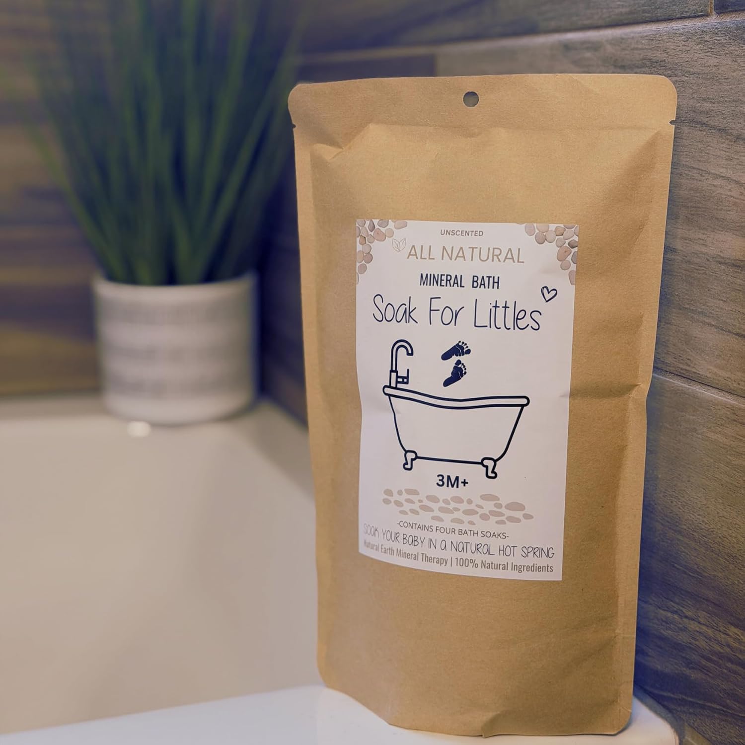 Soak for Littles: Mineral Bath Soak, 100% Organic Natural Earth Minerals,(Age 3m Plus) Better Than Oatmeal Bath Baby, Epsom, Oatmeal, or Kids Salts Baths, A Natural Hot Spring -4 Soaks