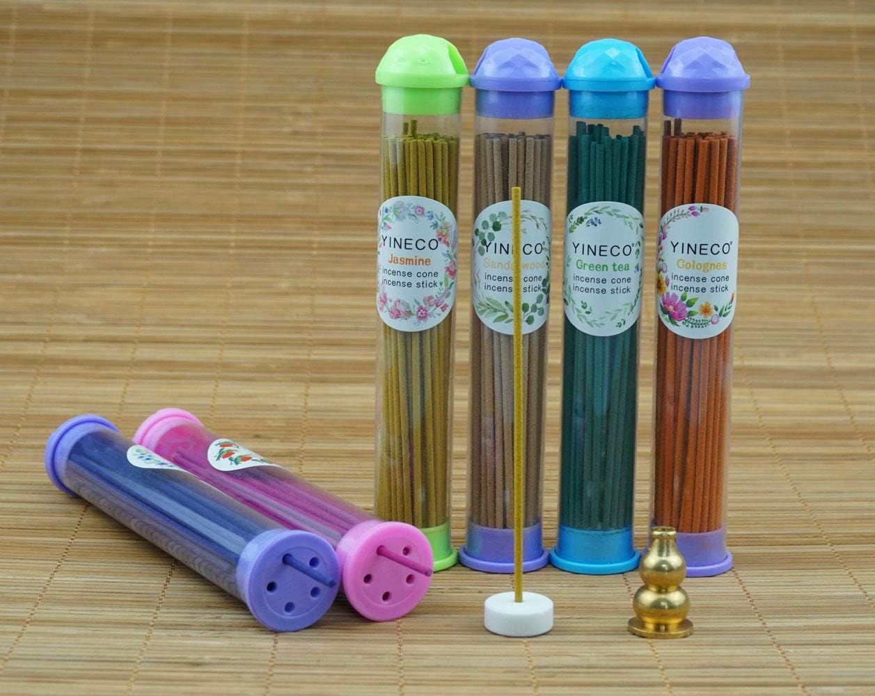 300PCS Incense Sticks Lavender Rose Jasmine Sandalwood Green Tea Colognes 6 Popular Incense Flavors Great for Aromatherapy(Colorful)