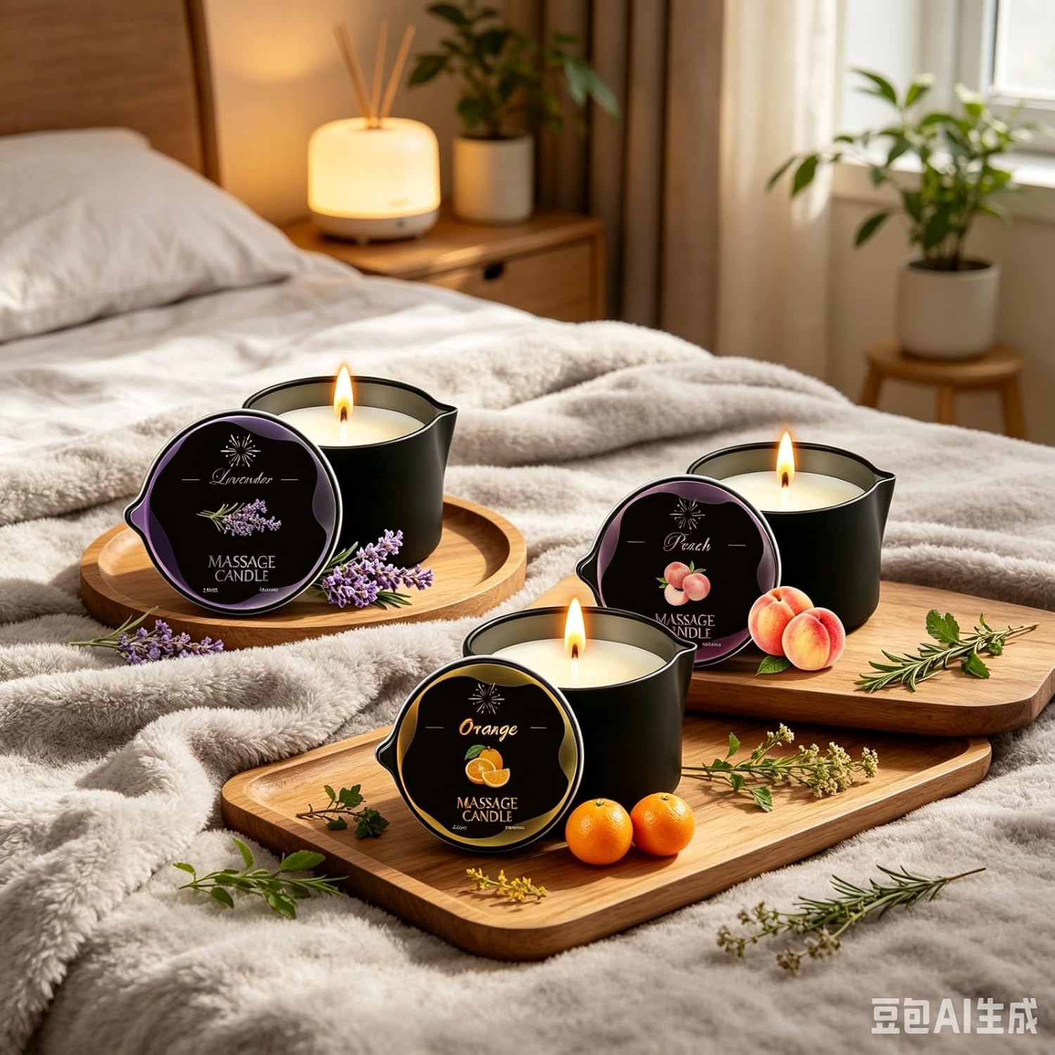 3 Pack Massage Oil Candles Set Low Temperature Soy Wax Candles for Therapy Spa Therapy Body Oil, Relaxation & Skin Moisturizing, Scents Gift,Stress Relief - (2.35oz, Lavender, Tangerine, Peach)