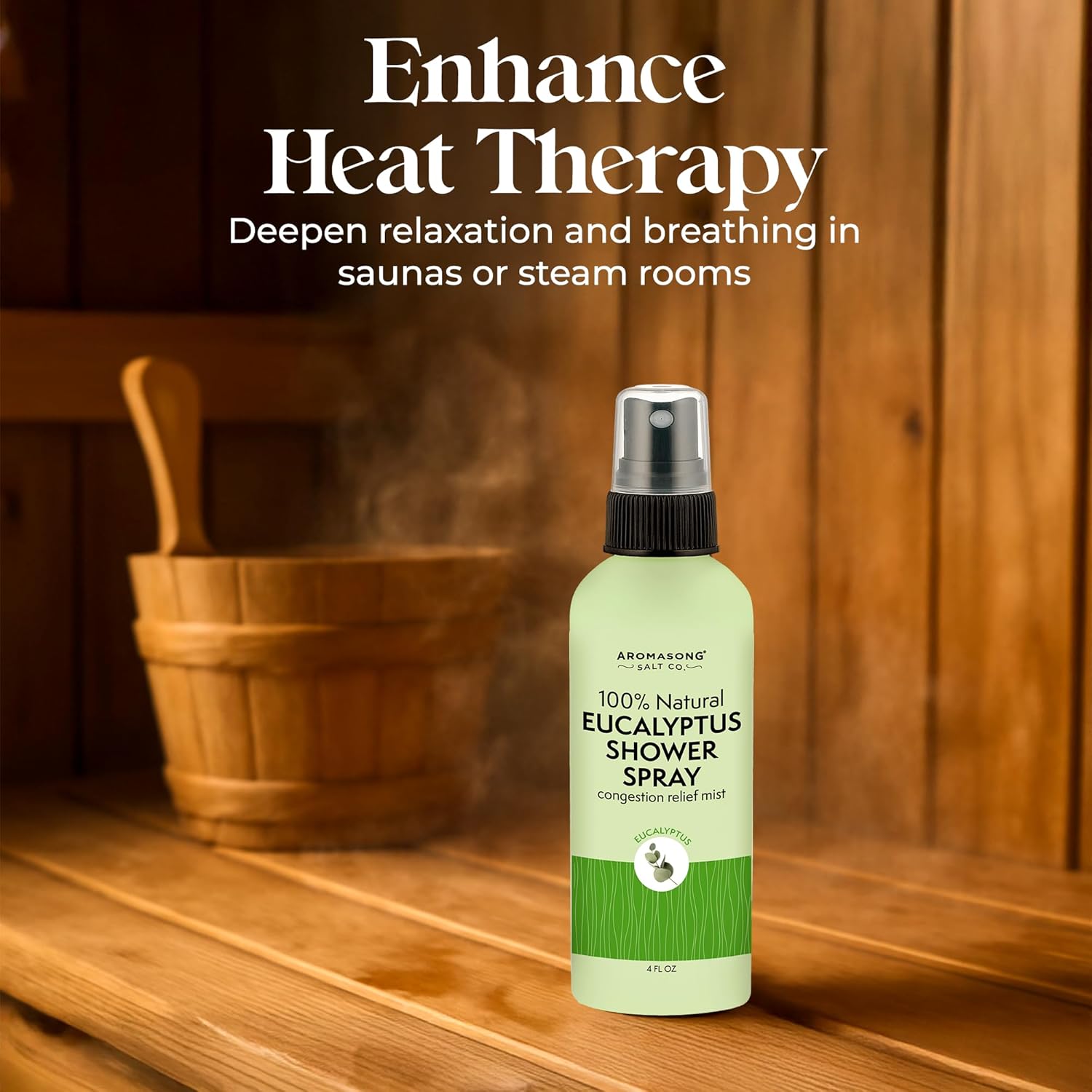 Aromasong Eucalyptus Shower Spray Aromatherapy – 100% Natural Eucalyptus Spray for Shower – Made in USA, Pure Essential Oil Mist for Sinus Relief & Spa-Like Steam, 4 fl oz