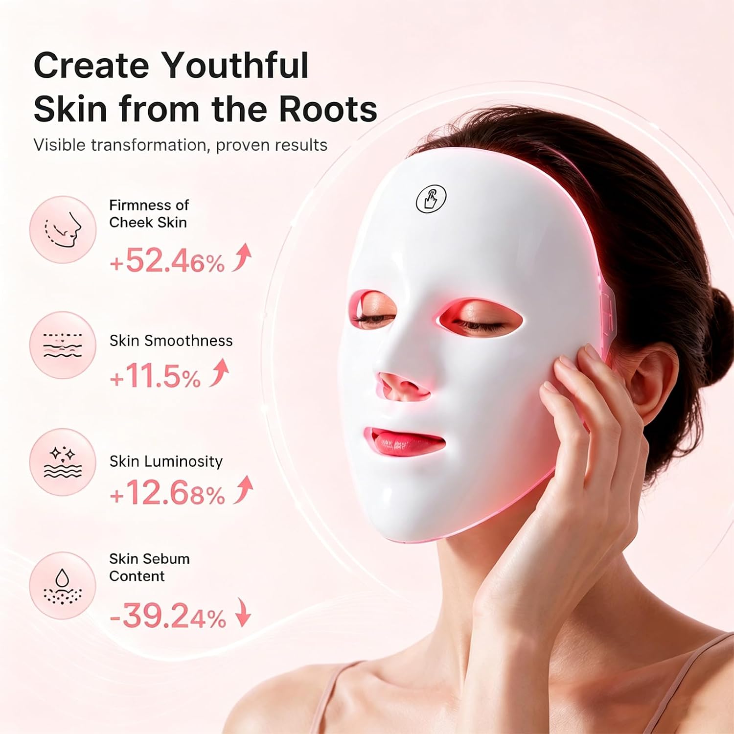 Red Light Therapy for Face,Red Light Mask for Anti-Aging, LED Face Mask Light Therapy Adjustable Brightness with 7-Color LED Facial Mask, Rechargeable Light Care Beauty Device for Home Use