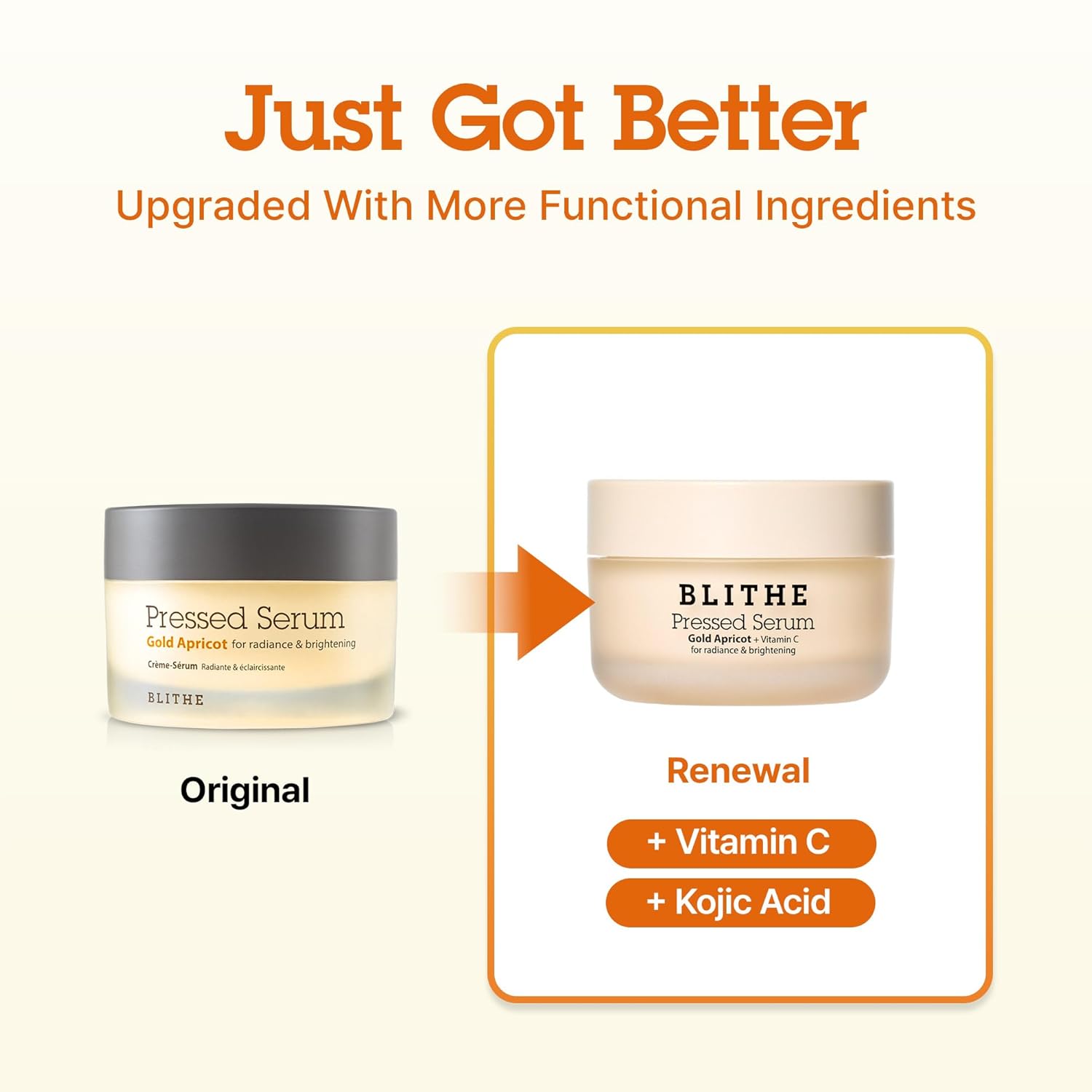 BLITHE Pressed Serum Gold Apricot With Kojic Acid & Vitamin C | Glow Serum for Face | Glass Skin Korean Skincare & Face Moisturizer for Dry Skin, 0.91 fl oz