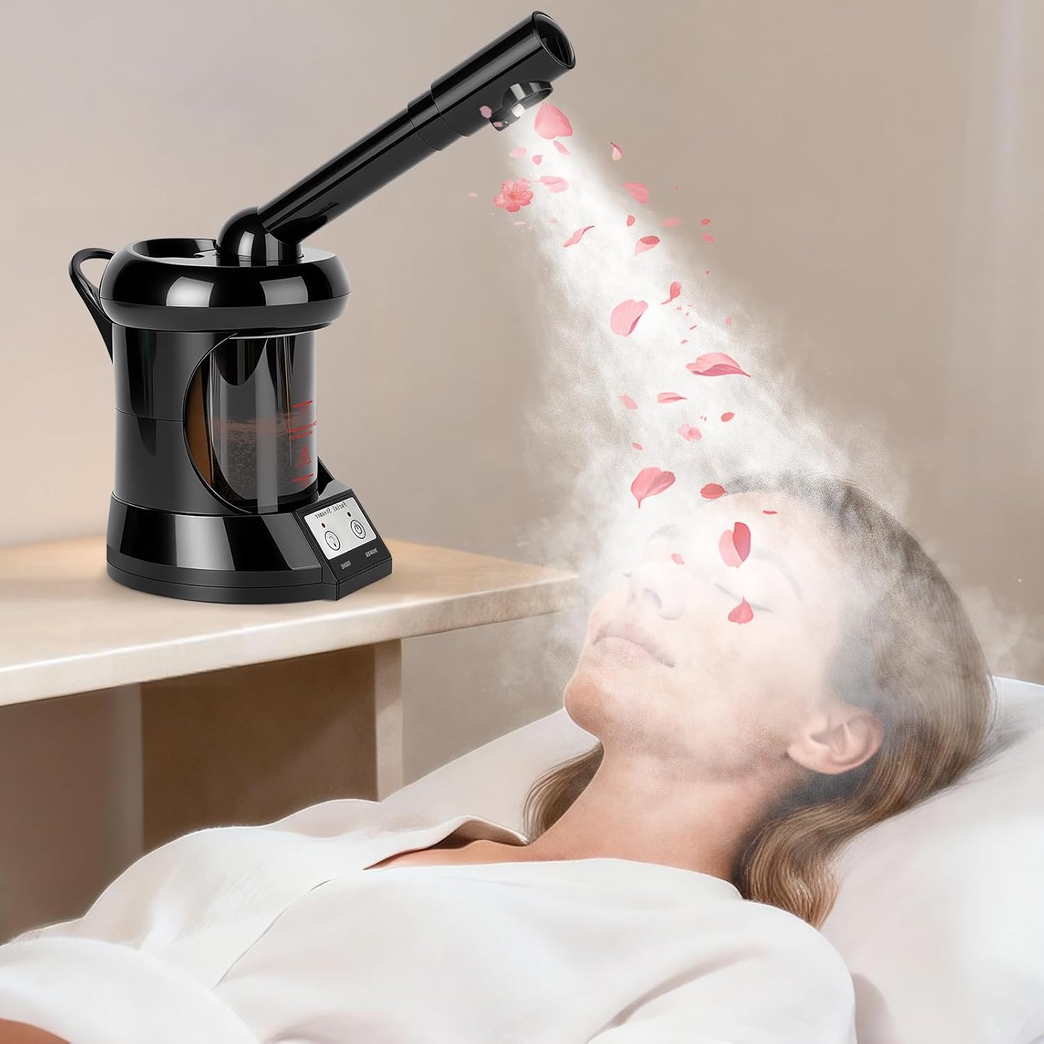 Facial Steamer Professional with More Steam for Deep Cleansing and Hydration, Face Steamer Featuring Extendable Arm, Steamer for Facial for Beauty, Spa and Home Use, Black