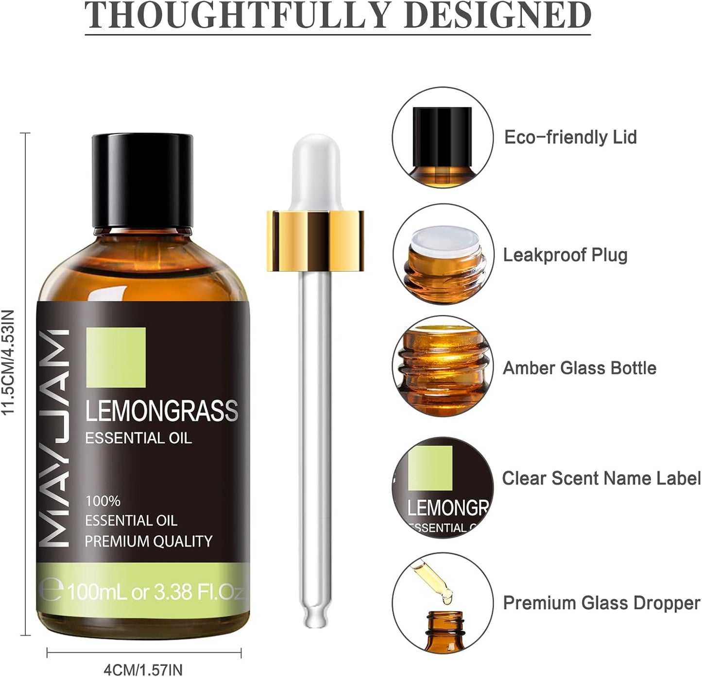 MAYJAM 100ML/3.38FL.OZ Lemongrass Essential Oil and Lemon Essential Oil