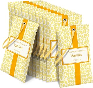 STRN Scented Sachets for Drawer and Closet, Vanilla Scented Long-Lasting Sachets, 14 Packs for Home Fragrance, Small Space Air Freshener for Wardrobes
