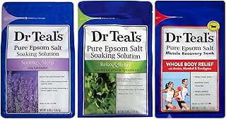 Dr Teals Epsom Salt Soak Combo (8.5 lbs Total) - Soothe & Sleep with Lavender, Relax & Relief with Eucalyptus & Spearmint, and Muscle Recovery with Arnica & Menthol - Treat Skin & Relieve Sore Muscles