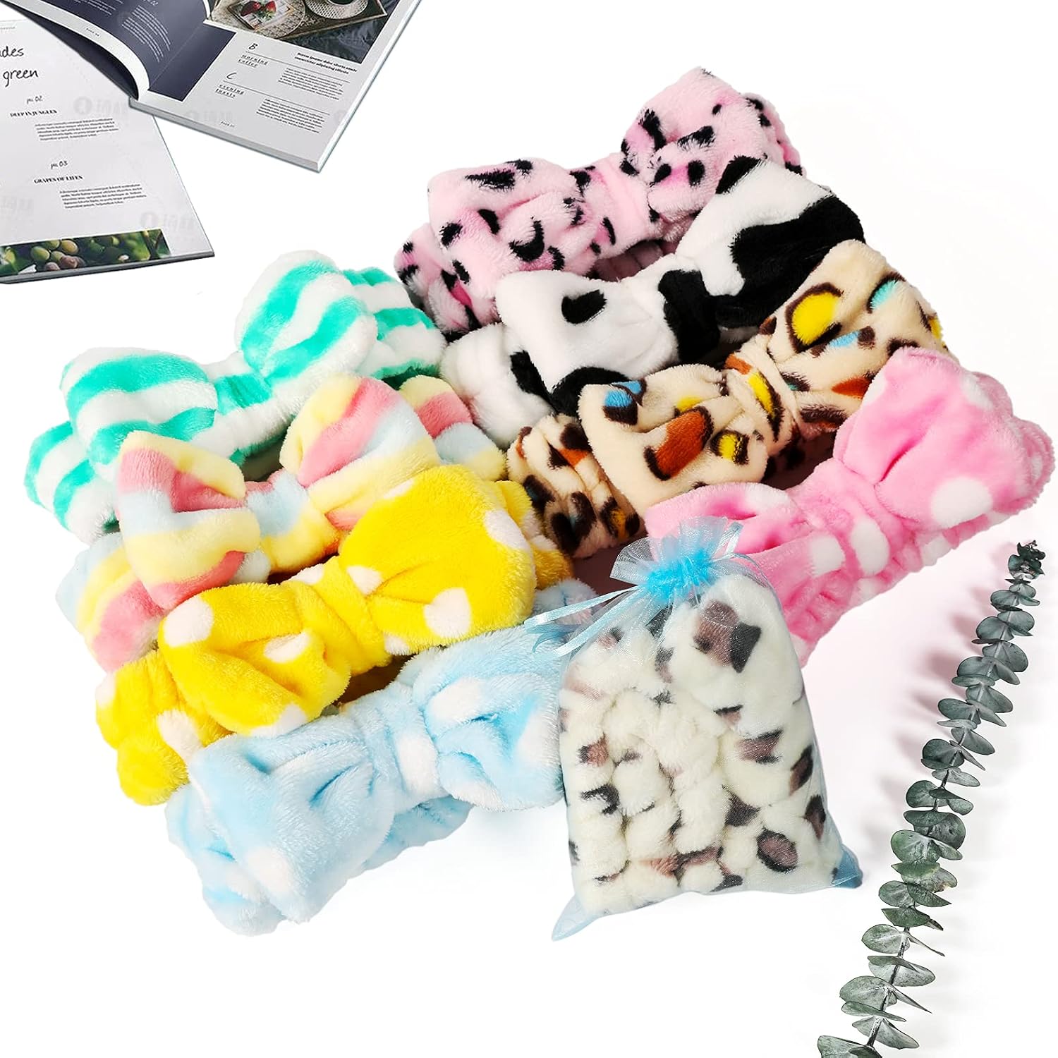 TDHDIKE Stocking Stuffers For Women Teen Girls Spa Headband Bow Facial Makeup Headband(9 Pcs) Soft Headband for Shower Washing Face Nice Gifts for Women Girls.