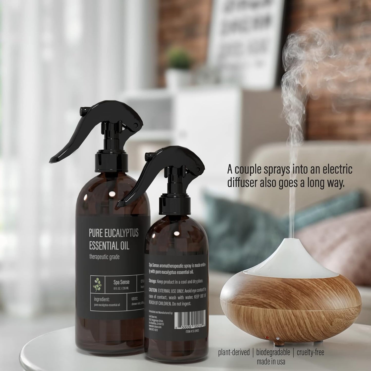 Spa Sense Pure Eucalyptus Oil Shower Mist and Steam Room Spray - 8 Ounce Premium Aromatherapy Eucalyptus Essential Oil Spray