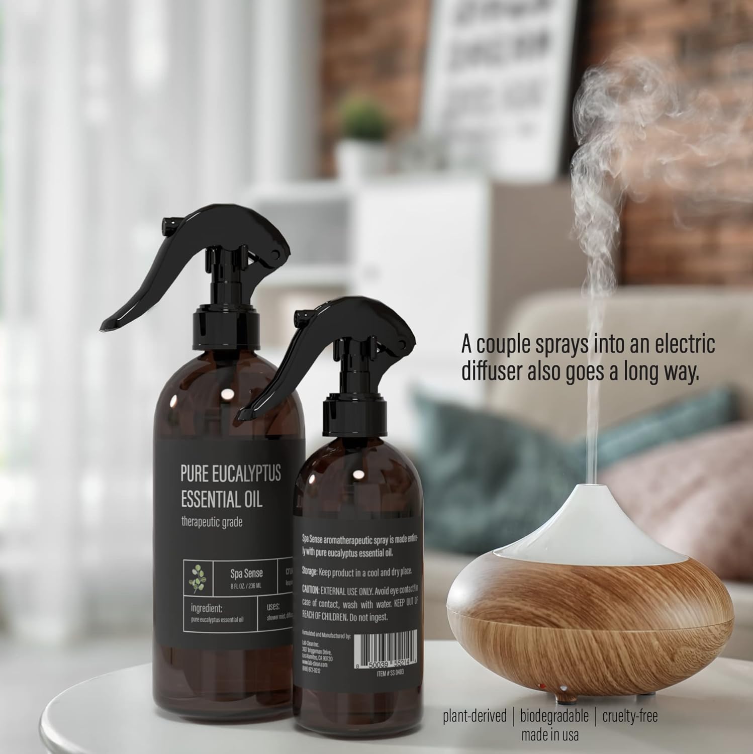 Spa Sense Pure Eucalyptus Oil Shower Mist and Steam Room Spray - 8 Ounce Premium Aromatherapy Eucalyptus Essential Oil Spray