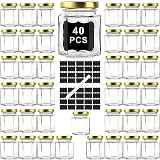 Ritayedet 40 Pack Small Glass Honey Jars with Lids for Wedding Favor, Baby Showers, 3 Oz Airtight Glass Canning Jars with Lids, Candle Jars for Spice, Candy, Jam, Waterproof Stickers