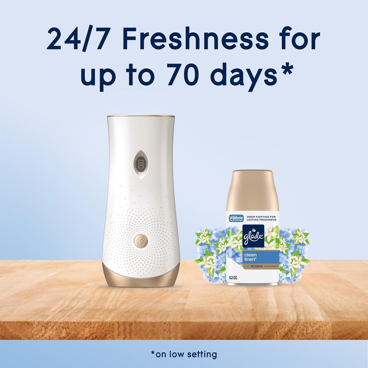 Glade Automatic Spray Air Freshener Kit, Clean Linen, Holder +2 Refills