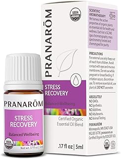Pranarom - Stress Recovery Essential Oil Blend (5ml) - Lavender, Bergamot, Clary Sage, and Rose Geranium - 100% Pure Essential Oil for Diffusing and Wellness | USDA and ECOCERT Certified Organic