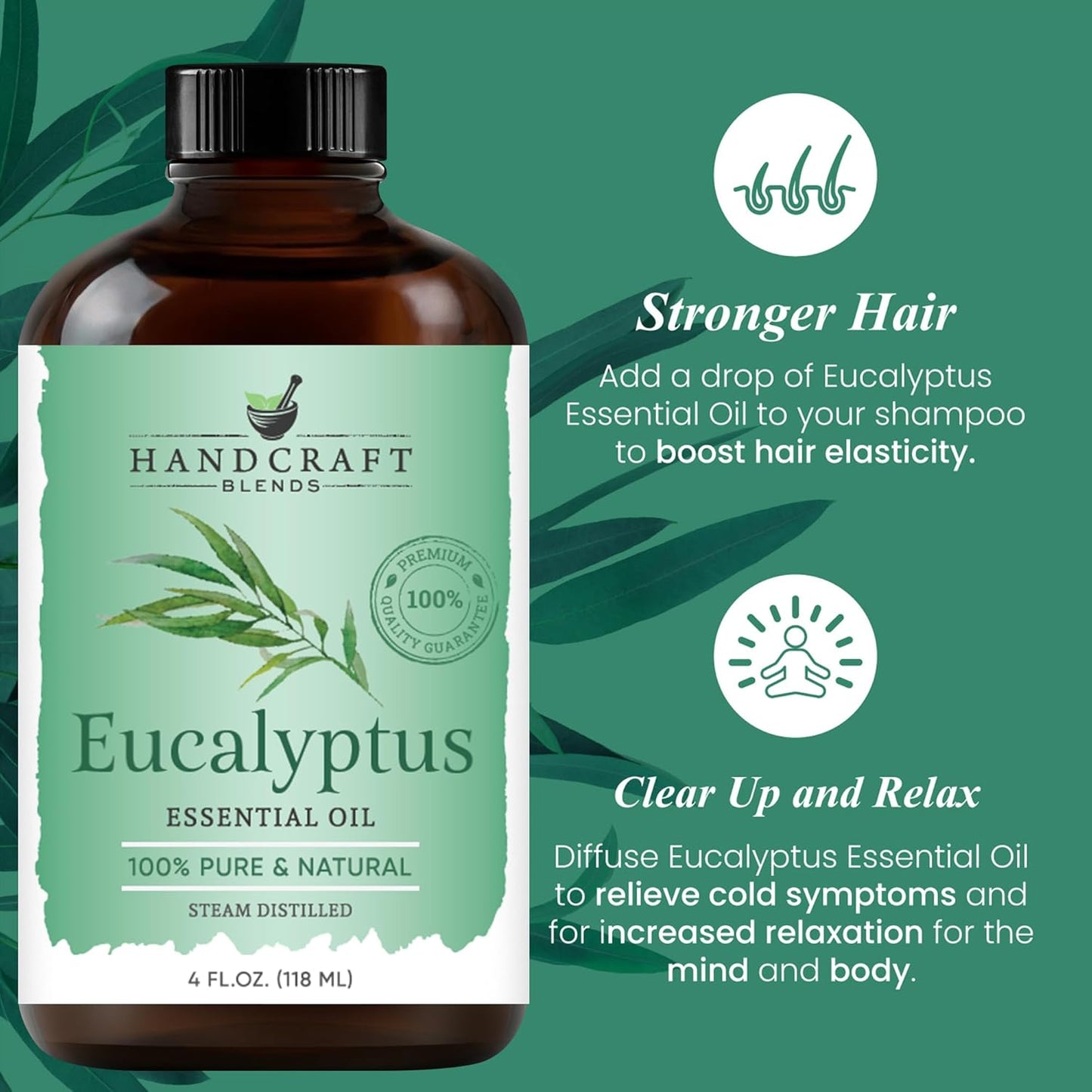 Handcraft Blends Cool & Clear Set: Eucalyptus and Spearmint Essential Oils – (2 x 4 Fl Oz) – 100% Pure & Natural – for Diffuser, Aromatherapy, and DIY Projects