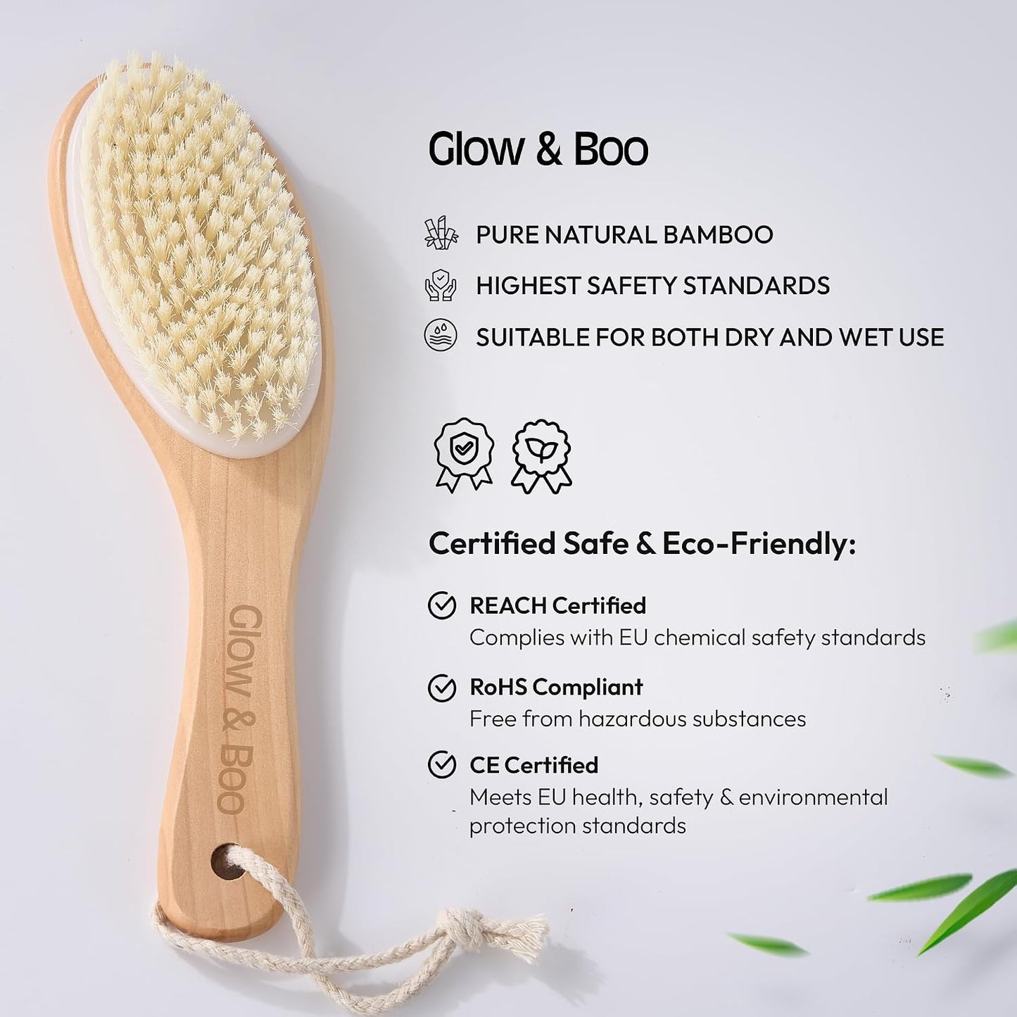 Dry Body Brush for Shower & Bath – Bamboo Exfoliating Brush for Dry or Wet Use – Full Body Skin Care for Legs, Back, Arms, Cellulite & Lymphatic Drainage